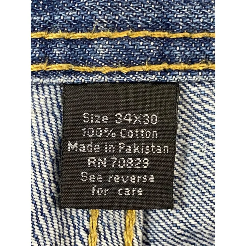 Carbon Black Distressed Jeans Mens 34x30 Blue Ripped Destroyed Denim 100% Cotton - Picture 15 of 15